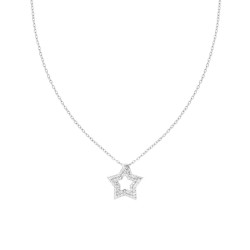 COLLANA CATENA FORZATINA DIAMANTATA CON STELLA E CRYSTAL BIANCHI N ACCIAIO