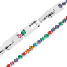 BRACCIALE TENNIS GRIFFE CM 19-21 CON CRYSTAL MM 2 MULTICOLOR REGOLABILE IN ACCIAIO
