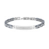 BRACCIALE UOMO MAGLIA IMPERNIATA IN CERAMICA ANTRACITE CON TARGA IN ACCIAIO