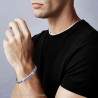 BRACCIALE UOMO MAGLIA IMPERNIATA CON CERAMICA ANTRACITE TARGA BLU E ANCORA IN ACCIAIO