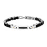 BRACCIALE UOMO MAGLIA IMPERNIATA IN LEGNO NERO CON TARGA CON FUME NERA IN ACCIAIO