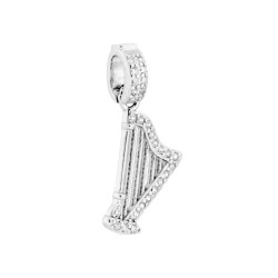 CIONDOLO ARPA CON CUBIC ZIRCONIA BIANCHI IN ARGENTO 925 GALVANICA RODIO