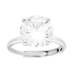 ANELLO SOLITARIO CUBIC ZIRCONIA BIANCO MM 11 IN ARGENTO 925 GALVANICA RODIO