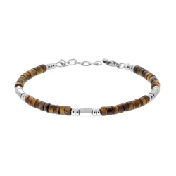 BRACCIALI CATENA CON PIETRE COLORE OCCHIO DI TIGRE E ACCESSORI IN ACCIAIO