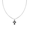 COLLANA CATENA VENEZIANA TONDA E CROCE IN PVC NERO IN ACCIAIO