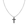 COLLANA CATENA VENEZIANA TONDA CON CROCE NERA E CRYSTAL BIANCO IN ACCIAIO