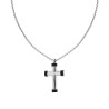 COLLANA CATENA VENEZIANA TONDA E CROCE CON DETTAGLIO NERO IN ACCIAIO