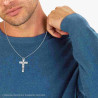 COLLANA CON CATENA FORZATINA DIAMANTATA CON CROCE E GESU CRISTO IN ACCIAIO