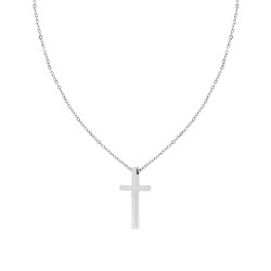 COLLANA CATENA FORZATINA DIAMANTATA CON CROCE IN ACCIAIO
