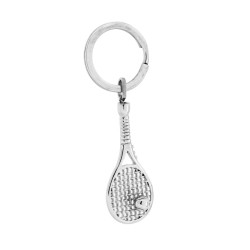 PORTACHIAVI UOMO DONNA AD ANELLO CON RACCHETTA DA TENNIS IN ACCIAIO