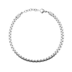 BRACCIALE CATENA VENEZIATA TONDA PIATTA IN ACCIAIO