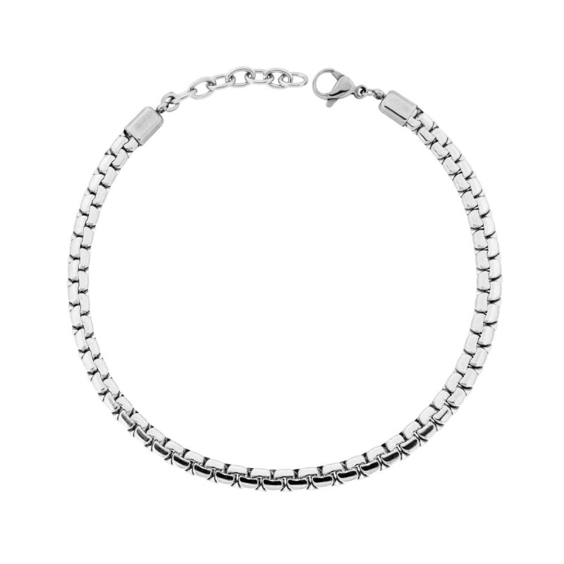 BRACCIALE CATENA VENEZIATA TONDA PIATTA IN ACCIAIO