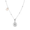 COLLANA CATENA FORZATINA DIAMANTATA CON PALLINE CM 90 CON CHIAMA ANGELI E NUMERO TREDICI PORTAFORTUNA CHARMS STRASS IN ACCIAIO E