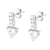 ORECCHINI BARRETTA TENNIS CON PUNTO LUCE CUORE CUBIC ZIRCONIA BIANCHI IN ARGENTO 925 GALVANICA RODIO