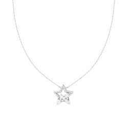 COLLANA CATENA FORZATINA DIAMANTATA CON STELLA E CUBIC ZIRCONIA BIANCHI IN ARGENTO 925 GALVANICA RODIO