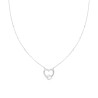 COLLANA CATENA FORZATINA DIAMANTATA CON CUORE E CUBIC ZIRCONIA BIANCO IN ARGENTO 925 GALVANICA RODIO