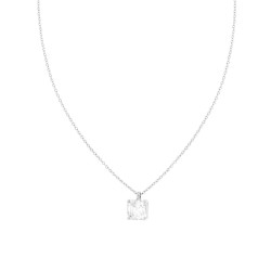 COLLANA CATENA FORZATINA CON PUNTO LUCE QUADRATO PRINCESS CUBIC ZIRCONIA BIANCO MM 8 IN ARGENTO 925 GALVANICA RODIO