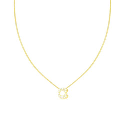 COLLANA CATENA SPIGA DIAMANTATA CON LETTERA INIZIALE C E CUBIC ZIRCONIA BIANCHI IN ARGENTO 925 GALVANICA ORO