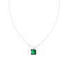 COLLANA CATENA FORZATINA DIAMANTATA CON QUADRATO VERDE SMERALDO CON GRIFFE CUBIC ZIRCONIA BIANCHI IN ARGENTO 925 GALVANICA RODIO