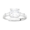 ANELLO SOLITARIO QUADRATO E CUBIC ZIRCONIA BIANCHI TRAPEZIO IN ARGENTO 925 GALVANICA RODIO