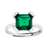 ANELLO SOLITARIO VERDE SMERALDO CON GRIFFE CUBIC ZIRCONIA BIANCHI IN ARGENTO 925 GALVANICA RODIO
