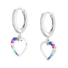 ORECCHINI CERCHIO CON CUORE E CUBIC ZIRCONIA MULTICOLOR IN ARGENTO 925 GALVANICA RODIO