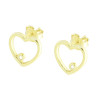 ORECCHINI CUORE CON PUNTO LUCE CUBIC ZIRCONIA BIANCO IN ARGENTO 925 GALVANICA ORO