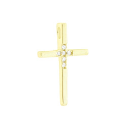 CIONDOLO CROCE CON CUBIC ZIRCONIA BIANCHI IN ARGENTO 925 GALVANICA ORO