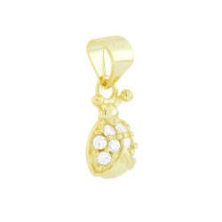 CIONDOLO COCCINELLA CON CUBIC ZIRCONIA BIANCHI IN ARGENTO 925 GALVANICA ORO
