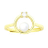 ANELLO CON CERCHIO PERLA NATURALE E CUBIC ZIRCONIA BIANCO IN ARGENTO 925 GALVANICA ORO