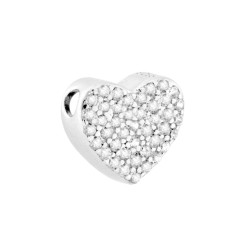 CIONDOLO CUORE CON CUBIC ZIRCONIA BIANCHI IN ARGENTO 925 GALVANICA RODIO