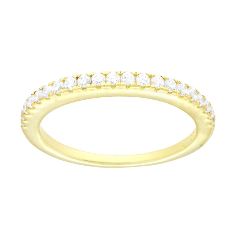 ANELLO VERETTA CON CUBIC ZIRCONIA BIANCHI MM 1.5 IN ARGENTO 925 GALVANICA ORO