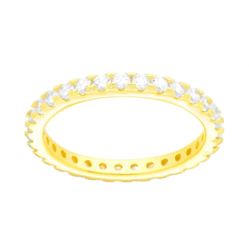ANELLO ETERNITY VERETTA A GIRO CON CUBIC ZIRCONIA BIANCHI MM 2 IN ARGENTO 925 GALVANICA ORO