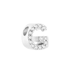 CIONDOLO LETTERA INIZIALE CON CUBIC ZIRCONIA BIANCHI IN ARGENTO 925 GALVANICA RODIO