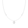COLLANA CON CATENA FORZATINA DIAMANTATA E FILO PERLA BIANCA IN VETRO PERLATO CON CUORE E CUBIC ZIRCONIA BIANCHI IN ARGENTO 925 G