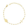 BRACCIALE ROSARIO CM 18+5 CON GRANI PALLINA LISCIA MM 3 CON CROCE E MEDAGLIA MADONNA IN ACCIAIO COLORE ORO