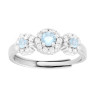 ANELLO TRILOGY FIORE ACQUAMARINA CONTORNATO DA CUBIC ZIRCONIA BIANCHI IN ARGENTO 925 GALVANICA RODIO