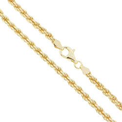 CATENA CORDA 080 SEZIONE MM 4 LUNGHEZZA CM 50 IN ARGENTO 925 GALVANICA ORO