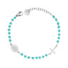 BRACCIALE ROSARIO CM 17+3 CON GRANI IN CRYSTAL COLORE TURCHESE MM 3.5 IN ACCIAIO