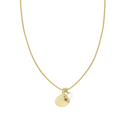 COLLANA CATENA CODA DI TOPO CON PERLA E CONCHIGLIA IN ACCIAIO COLORE ORO