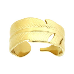 ANELLO FASCIA PIUMA A GIRO IN ACCIAIO COLORE ORO