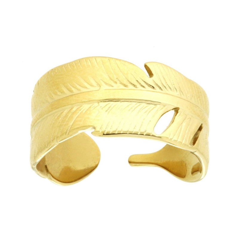 ANELLO FASCIA PIUMA A GIRO IN ACCIAIO COLORE ORO