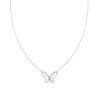 COLLANA CATENA FORZATINA CON FARFALLA E CRYSTAL BIANCHI IN ACCIAIO