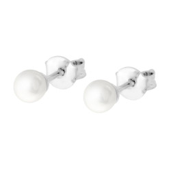 ORECCHINI PERLA BIANCA MM 4 IN ACCIAIO