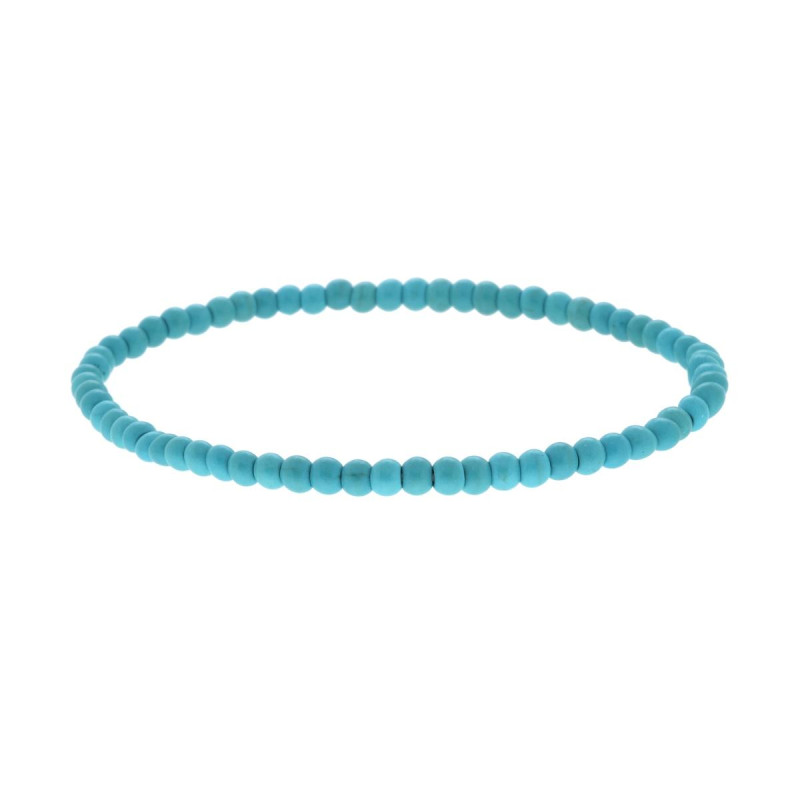 BRACCIALE ELASTICO CON PERLE COLORE TURCHESE MM 3