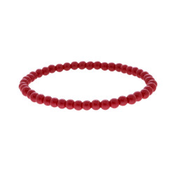 BRACCIALE ELASTICO CON PERLE COLORE ROSSO CORALLO MM 4