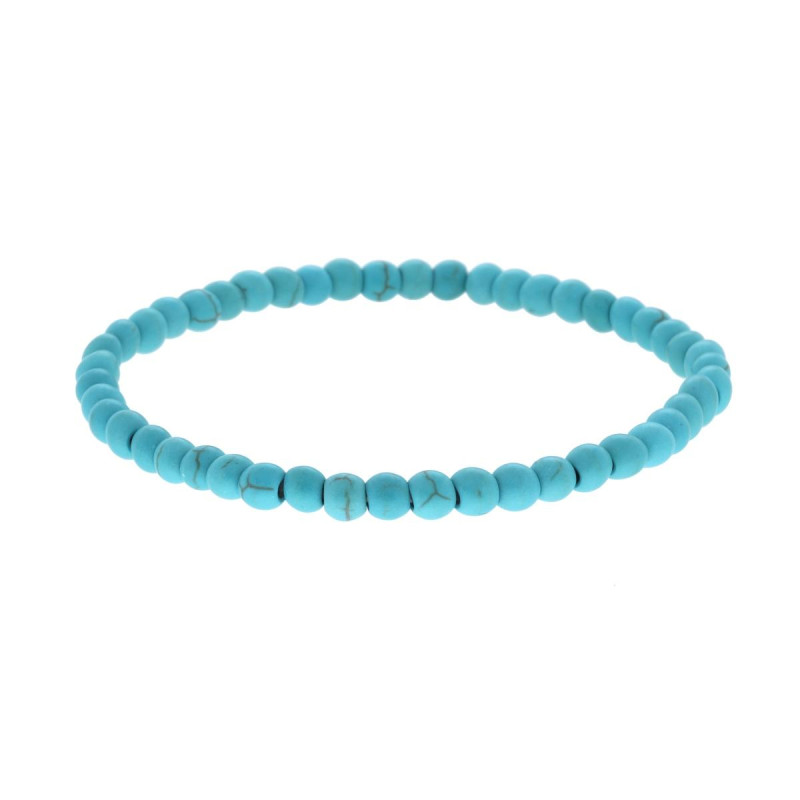 BRACCIALE ELASTICO CON PERLE COLORE TURCHESE MM 4