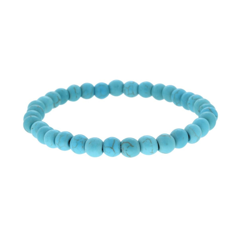 BRACCIALE ELASTICO CON PERLE COLORE TURCHESE MM 6