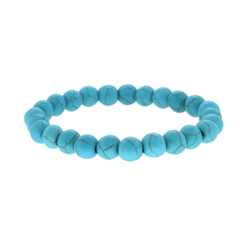 BRACCIALE ELASTICO CON PERLE COLORE TURCHESE MM 8