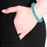 BRACCIALE ELASTICO CON PERLE COLORE TURCHESE MM 8